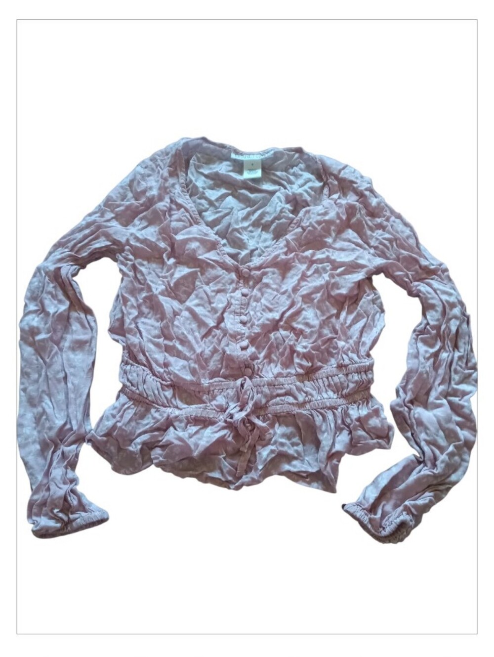 Planet Gold Light Mauve Button-Front Peplum Floral Blouse - Women